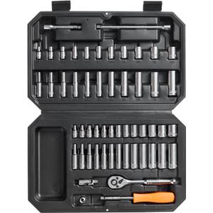 VEVOR Socket Set, 1/4 Inch Drive Socket and Ratchet Set, 6-Point Socket Opening, 54 Pieces Tool Set SAE and Metric, Deep and Standard Sockets, 5/32-9/16 in, 4-14 mm, with Accessories, Storage Case