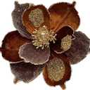 10in Brown Christmas Flowers 8 Pcs Large Christmas Glitter Magnolia Flowers Christmas Tree Ornaments Giant Artificial Flowers with Stems for Xmas Tree Holiday Decorations