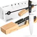 In-Drawer Knife Block with 5 Pieces Knives, Bamboo Knife Drawer Organizer for Kitchen, Perfect for Home and Chefs, Premium Knife Holder, Slots for 5 Knives Kitchen Drawer, Counter Top - Chef Gift Idea