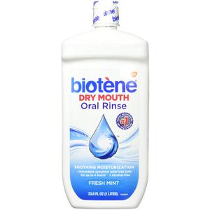 Biotene Oral Rinse Mouthwash for Dry Mouth, Breath Freshener and Dry Mouth Treatment, Fresh Mint - 33.8 fl oz