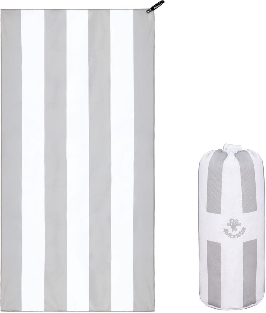 4Monster Microfiber Beach Towel Quick Dry,Super Absorbent Lightweight Travel Towel for Swimmers, Sand Free Camping Towel, Beach Towels for Pool,Swim,Water Sports,Yoga (63.00" x 31.50", 31 Classic- Gray)