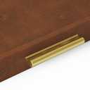 HofferRuffer Extra Large Square Serving Tray, Elegant Faux Leather Ottoman Tray with Gold Hardware Handles, Serve Tea, Coffee or Breakfast in Bed, 24 x 24 inches (Brown Shagreen)