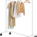 Tajsoon Rolling Clothing Racks For Hanging Clothes Z Rack Hold 230LBS Industrial Clothing Rack with Wheels Lockable, Heavy Duty Garment Rack Clothes Hanging for Storage and Organization, White