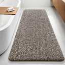 Bathroom Runner Rug 24x70 Inch, Soft Absorbent Long Bathroom Rug for Shower Floor, Non Slip Washable Bath Rugs, Plush Thick Microfiber Large Bath Mat for Tub Double Sink Vanity, Brown White