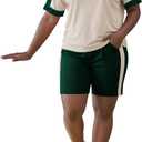 HBQ Women 2 Piece Outfits Summer Color Block Sweatsuits Track Suits Biker Shorts Workout Jogger Sets-Off White-M