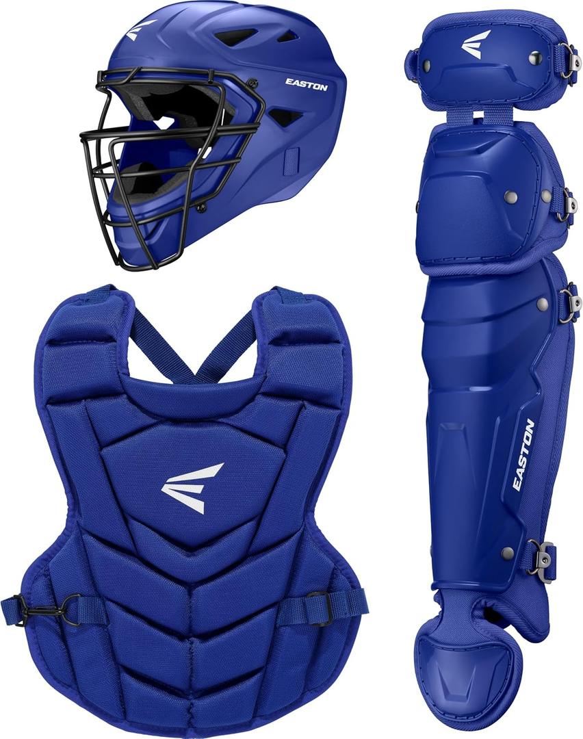 Easton | Black Magic 3.0 Youth Baseball Catcher Gear Set | Helmet, Chest Protector & Leg Guards | Multiple Sizes/Colors (Medium | Ages 6 - 9, Royal)