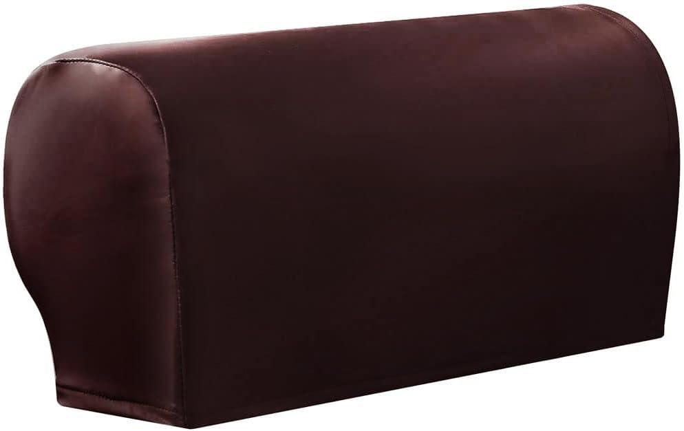 vctops Waterproof Faux Pu Leather Armrest Covers Vintage Stretch Arm Covers for Chairs Couch Sofa Armchair Slipcovers for Recliner Sofa 2pcs, Wine Red