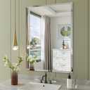 Frameless Bathroom Mirror for Wall, 22"x30" Beveled Bathroom Vanity Mirror, Modern Rectangle Bathroom Mirrors for Bedroom, Entryway, Living Room, Hangs Horizontally or Vertically