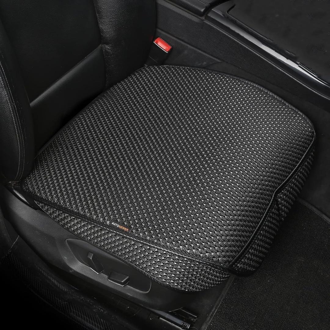 Auto Newer 2 PCS Breathable Universal Four Seasons Car Seat CoversLuxury Car Seat CushionProtectors for Front Seat Bottoms,Compatible with 95% Vehicles Fit for Cars Truck SUV or Vans(Black+Grey)