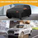 Car Cover Waterproof All Weather Sun Rain Protection Full Exterior Cover for Kia Telluride Black with Left Side Zippers