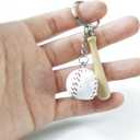 ROYHOO 15PCS Mini Baseball Keychain with Wooden Bat for Sports Theme Party Team Souvenir Athletes Rewards Party Favors for Adults