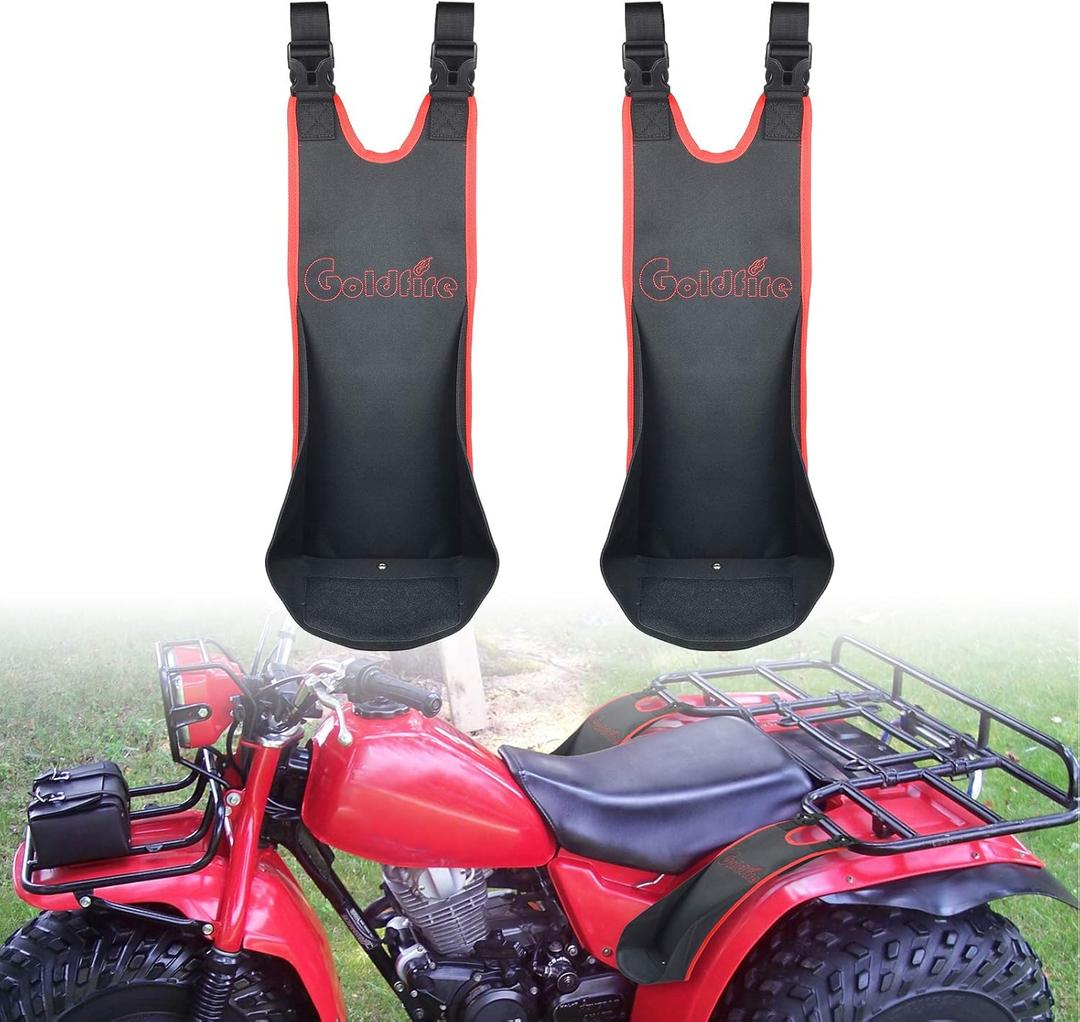 Goldfire 2 Pcs ATV Rear Passenger Foot Rest Rear Seat Pegs Universal Adjustable Foldable Heavy Duty Foot Pegs Fits for Polaris Sportsman H-onda Foreman, ATV 4 Wheeler Accessories (Red Piping)