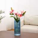Blue Glass Vase, Glass Flower Vase, Ribbed Glass Vases, Blue Vase, Tall Cylinder Vases for Centerpieces, Living Room, Bedroom, Dining Table, Office, Wedding, Bookshelf Decoration, 12 Inches