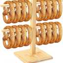 Pretzel Holder Stand Oktoberfest Bamboo Pretzel Display Rack Hanger with Arms Hanging Sausage Mug Hook Stand for Oktoberfest Party(35 x 40cm)