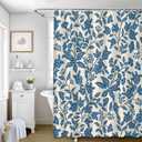 Voidborne Elegant Blue Floral and Leaves Shower Curtains Modern Simple Home Tub Bathroom Curtain Decorative,Quick Dry Washable Durable Polyester Fabric,Blooming Flower,72" W x 72" L