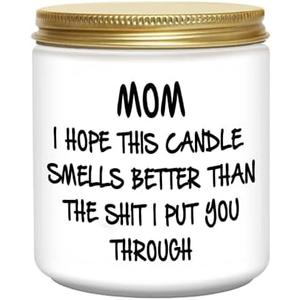Pack of 2, Candles Gifts for Mom from Daughter Funny Cool Christmas Birthday Mothers Day Candles Gifts for Mom Unique Lavender Scented Soy Candle I Hope This Candle Smells Better Than