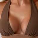 B2prity Women Halter Bikini Sets Sexy Deep V Neck Two Piece Swimsuits Color Block Bottom (M)