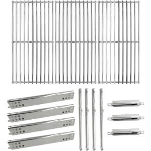Hongso Grill Replacement Parts for Charbroil Advantage 4 Burner 463433016 463432215 466433016 469432215 Gas Models, Stainless Pipe Burners, Heat Plates, Adjustable Crossover Tubes, Cooking Grates