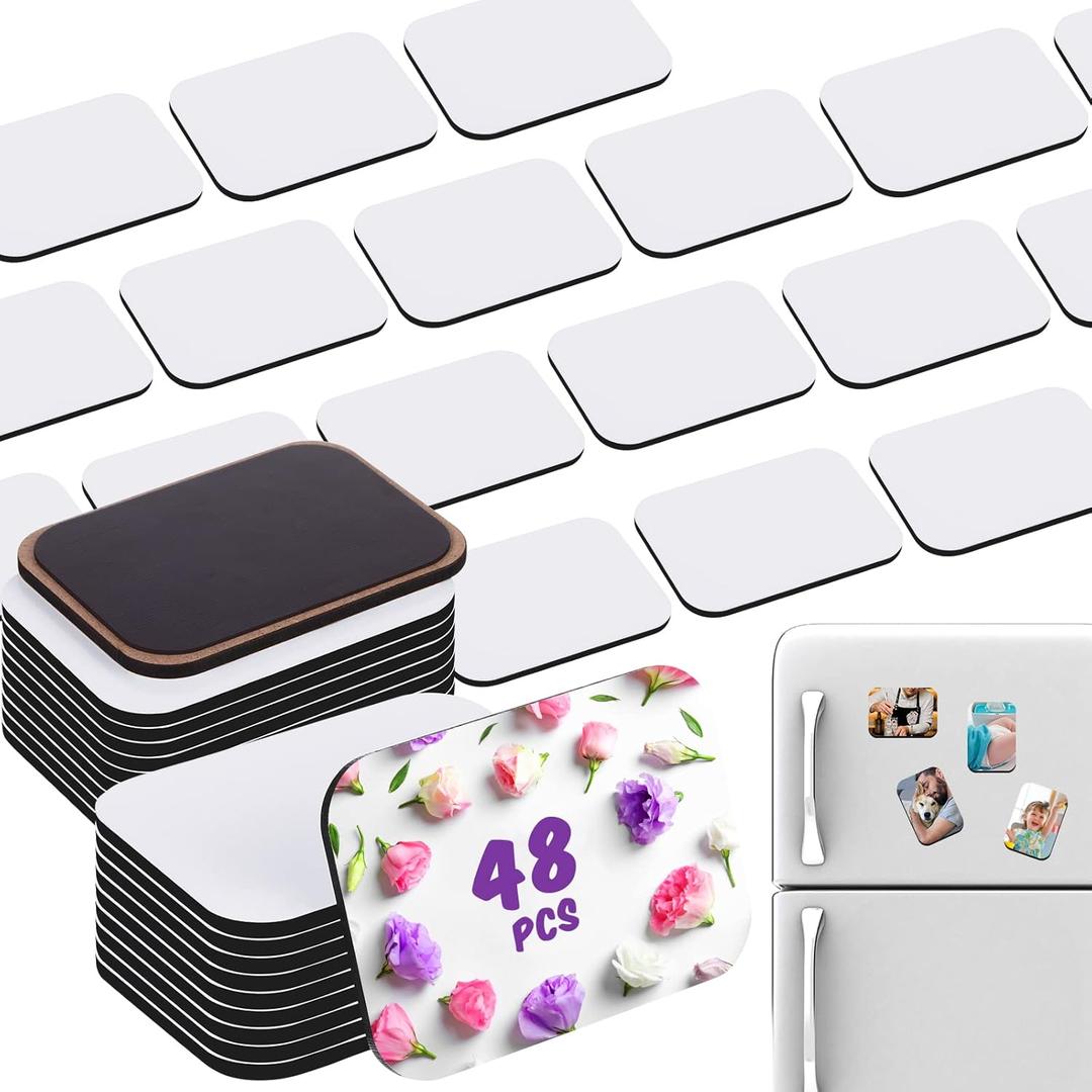 Xuhal 96 Pack Thick Sublimation Magnet Blanks Bulk Sublimation Blank Refrigerator Magnets with 48 Pcs Larger Square Blanks, 48 Pcs Fridge Magnets for Kitchen Microwave Oven Office DIY Decor 2.8 x 2 in