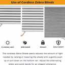 Cordless Zebra Blinds for Indoor Windows Free-Stop Zebra Shades Dual Layer Light Filtering Sheer Shades Roller Window Blinds for Home (21" W X 72" H, Grey)