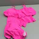 Womens Tankini Swimsuits Ruffled Tank Top Tummy Control Floral Modest Swimwear High Waisted Bikini, S