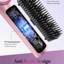 Hair Straightener Brush: Upgraded Straightening Comb for Women with Dual Voltage, Pink