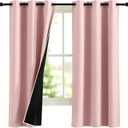 NICETOWN 100% Blackout Pink Curtains for Girls Room 2 Panels, W42 x L63 in per Panel, Privacy Protection & Thermal Insulated Grommet Window Drapes for Nursery Bedroom