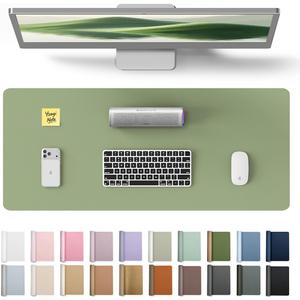 YSAGi PU Leather Desk Pad Protector Non-Slip Waterproof Desk Mat for Office & Home, Easy Clean Large Mouse Pad & Laptop Writing Blotter 23.6"x13.8" Bamboo Green