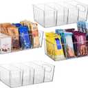 ClearSpace Plastic Pantry Bins with Removable Dividers - Kitchen Storage and Organization (4 Pack)