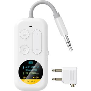 Airplane Bluetooth Adapter with LED Screen, 2-in-1 Bluetooth Transmitter Receiver for Flight & TV, Dual Headphones Audio Adapter, 20H+ Playtime, Travel Essentials