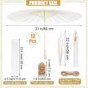 Aodaer 12 Sets Wedding Umbrellas Hand Fans with Thank You Tags Organza Bags, Large size: our paper umbrellas measure approximately 33 inches/84 cm in diameter
