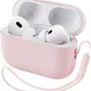 ORNARTO Compatible with AirPods Pro 2 Case 2022, Full Protective Hybrid Silicone for AirPods Pro 2nd Generation Case, Front LED Visible Skin Cover-Pink