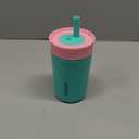 Owala Kids Insulation Stainless Steel Tumbler with Spill Resistant Flexible Straw, Easy to Clean, Kids Water Bottle, Great for Travel, Dishwasher Safe, 12 Oz, Pink and Teal (Real Cool Fish)