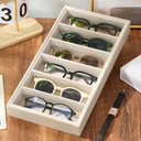 Juexica 2 Pcs Velvet Sunglasses Organizer Tray 6 Grid Sunglass Organizer Velvet Tray Stackable Glasses Display Case for Women Glasses Jewelry Display Watch (Beige)