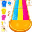 [ 3 Sided Safe Fence ] Extra Width Triple Slip Water Slide with 3-Way Sprinklers, Backyard Lawn Water Slides and 3 Bodyboards with Handle, Summer Outdoor Water Fun Toys for Kids Adults,16Ft x 7Ft
