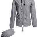 Avoogue Raincoat Women Lightweight Waterproof Rain Jackets Packable Outdoor Hooded Windbreaker (Medium, Gray)