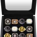 Equsion Championship Ring Display Case 12 Slots Baseball Ring Holder Box for Single Replica Baseball Softball Football Sports Souvenirs Storage Organizer Wooden Box