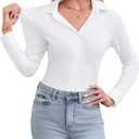 siliteelon Women's Button Down Shirt Slim Fit Long Sleeve Business Shirts with 4-Way Stretch Wrinkle Free (Medium, White)