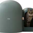 MS!MAKE SURE Cat Litter Box, Large Covered Hidden Dog Proof Closed Modern Cat Litter Box Furniture with Scoop, for Odor Control and Less Tracking, Easy to Clean,26.7"x19.6"19.6", Moss Green