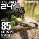 Greenworks 24V 12" Brushless Cordless Compact Chainsaw (Great For Storm Clean-Up, Pruning, and Firewood / 125+ Compatible Tools), Tool Only