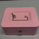 Kyodoled Medium Cash Box with Money Tray,Small Safe Lock Box with Key, Drawer,7.87"x 6.30"x 3.54" Pink