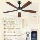 Fanbulous 52 Inch Ceiling Fans with Lights and Remote, Stepless Color Temperature Change & Dimmable 20W LED Ceiling Fan, 6 Speeds Reversible Quiet DC Motor for Bedroom, Living Room, Apartment, Black