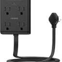 Flat Electrical Outlet Extender with USB C Ports, 4 Outlet 3 USB Wall Plug, 6 ft Ultra Thin Extension Cord, Flat Plug Power Strip Surge Protector for Home, Office. Black