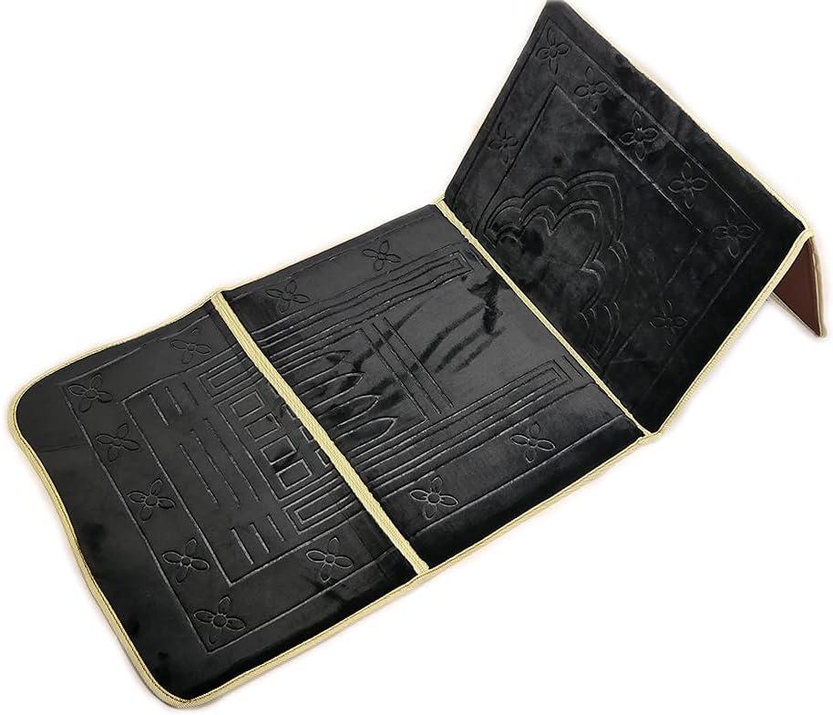 Seat Mat with Backrest, Prayer Mat, with Carry Bag, Black