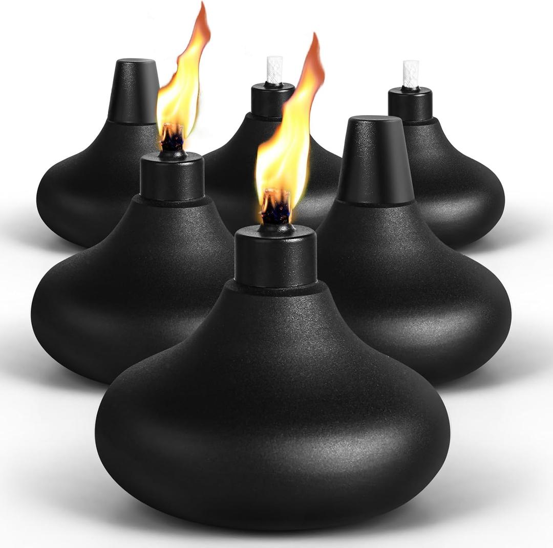 6 Pack Metal Table Top Torches, 24.5oz Citronella Torches for Outside, Refillable Flame Light Torch, Decorative Tabletop Lantern for Yard, Patio, Deck, Garden, Party, Landscape