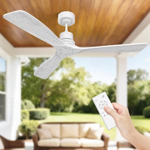 Obabala Ceiling Fan No Light 52inch Modern Outdoor Ceiling Fan Without Light 3 Wood Blade Fan with Remote Quiet Reversible DC Motor for Patios Farmhouse Bedroom Kitchen