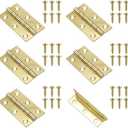 6 PCS 2 Inch Gold Cabinet Door Hinges, Mini Cabinet Decorative Folding Butt Hinges, Gold Folding Butt Hinge with Mouting Screws for Wooden Box Jewelry Box Missing Two Pieces