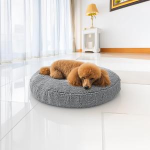 Muddy MatCloud K-9 Bed for Dogs & Cats, Soft & Relaxing Round Dog Bed, Chenille Material, Removable Cover, Washable & Dryer SafeGrey Medium(35'x35')