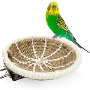 Hamiledyi Bird Nest Handmade Weave Hemp Rope Bird Cage House Parakeet Nest Hatch House for Small Budgie Parakeet Cockatiel Conure Canary Finch Lovebird (Brown) (5.1 Inch Diameter)