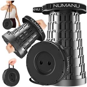 NUMANU 2026 Upgraded Collapsible Stool, Max 620lbs 2.5"-18" H Adjustable Portable Folding Stool for Adults, Retractable Foldable Telescopic Seat Camping Chair or Footrest (1x Hard Seat)
